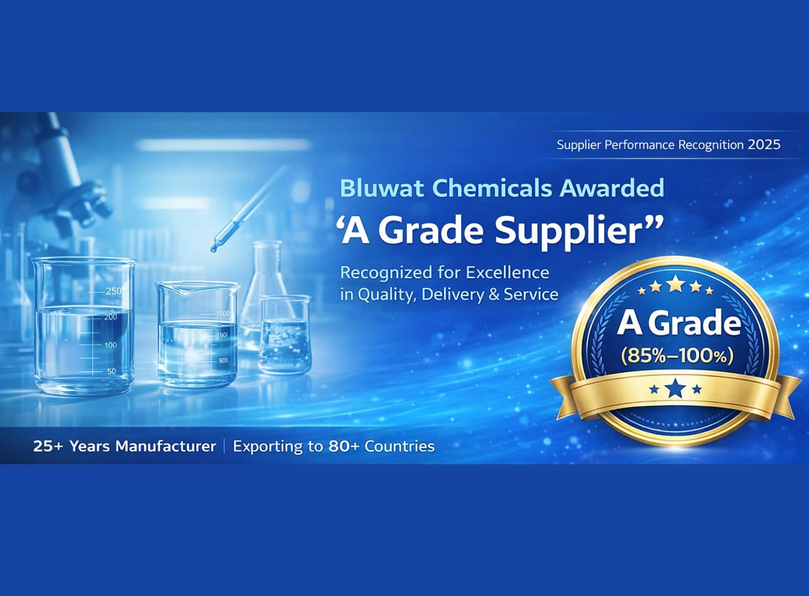 آخرین وبلاگ های شرکت در مورد Bluwat Chemicals Achieves “A Grade (Excellent)” Supplier Evaluation from Global Client