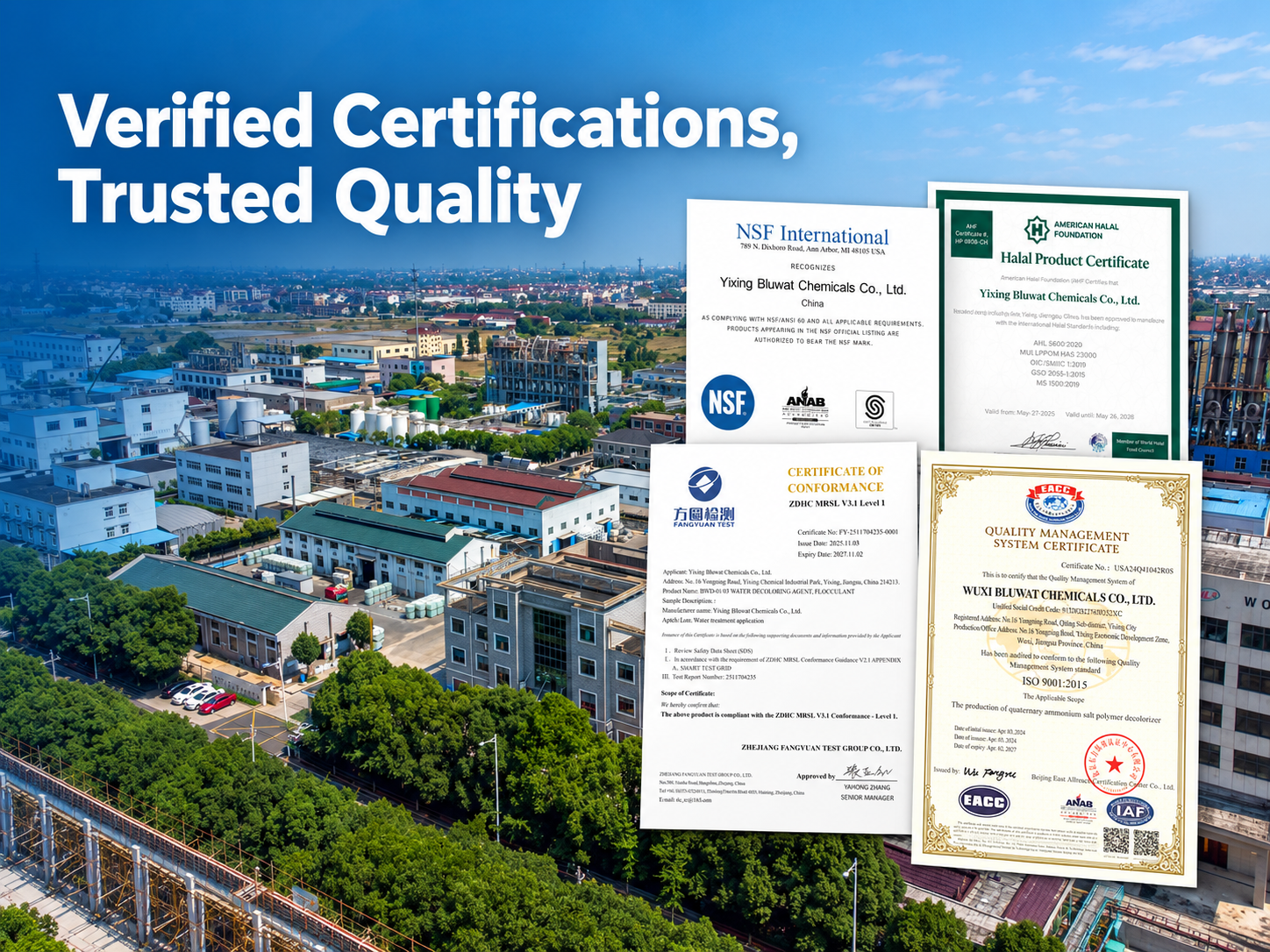 آخرین وبلاگ های شرکت در مورد Bluwat Chemicals Strengthens Buyer Confidence with Verifiable NSF, Halal, ZDHC and ISO Credentials