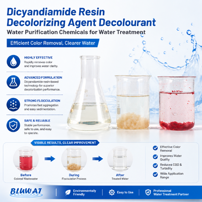 خرید BWD-01 ماده رنگ آمیزی آب - 55٪ محتوای جامد ماده رنگ آمیزی رزین دیکاندیامید برای تصفیه فاضلاب صنعتی ساخت آنلاین