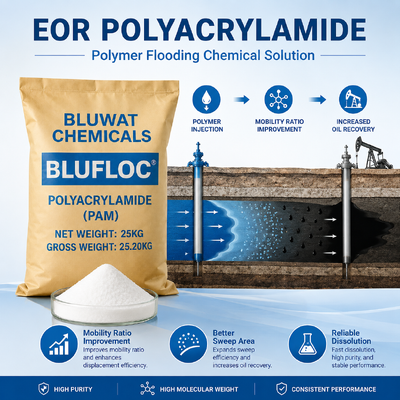 خرید BLUFLOC پلی آکریلامید آنیونیک 20 تا 100 میش برای ثبات مایعات حفاری نفت و گاز ساخت آنلاین