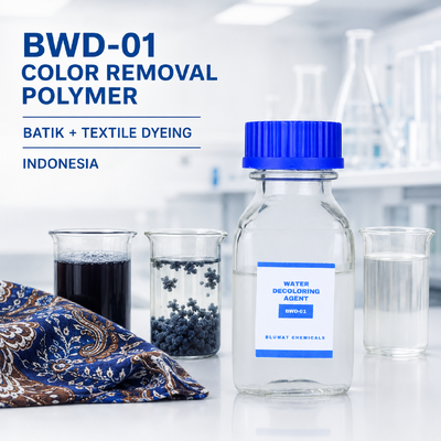 خرید پلیمر کاتیونی حذف رنگ BWD-01 برای فاضلاب رنگرزی باتیک و نساجی در اندونزی ساخت آنلاین