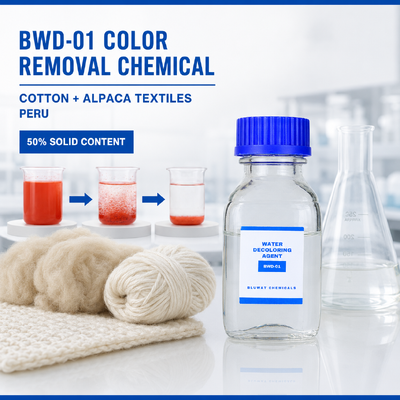 خرید BWD-01 مواد شیمیایی پاک کننده رنگ برای فاضلاب نساجی پنبه و الپکا در پرو ساخت آنلاین