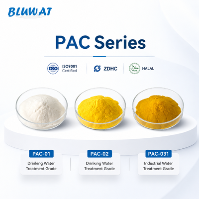 خرید پلی‌آلومینیوم کلراید PAC پودری برای تصفیه آب آشامیدنی و فاضلاب صنعتی در روسیه و CIS ساخت آنلاین