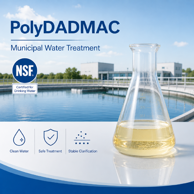 خرید پلیمر آمونیوم چهارگانه مایع با شارژ بالا کتیونیک PolyDADMAC با گواهینامه NSF با 20، 40، 50٪ محتوای جامد ساخت آنلاین