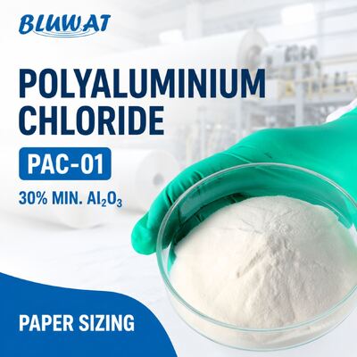 خرید پودر سفید PAC-01 پلی آلومینیوم کلراید با حداقل 30% Al2O3 برای سایزینگ و نگهداری کاغذ ساخت آنلاین