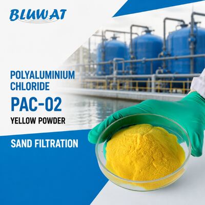 خرید 30٪ حداقل Al2O3 پودر زرد PAC-02 پلی آلومینیوم کلرید برای فیلتر کردن شن ساخت آنلاین